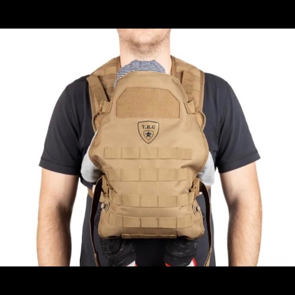 NWOT Tactical baby gear carrier in coyote brown.